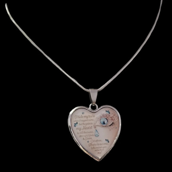 I Hide My Tears Pendant Necklace Keepsake Jewelry New - Picture 2 of 2